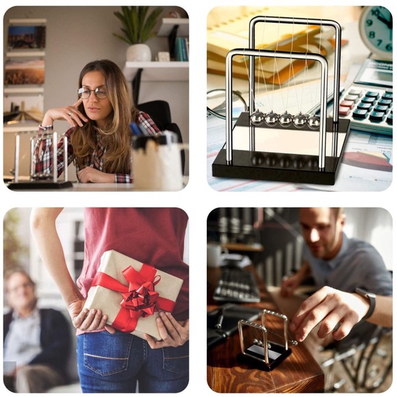 Newton's Cradle Desk Table Decor Metal Pendulum Balance Ball Physics Science - Picture 7 of 7